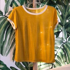 American eagle yellow crop top tsshirt